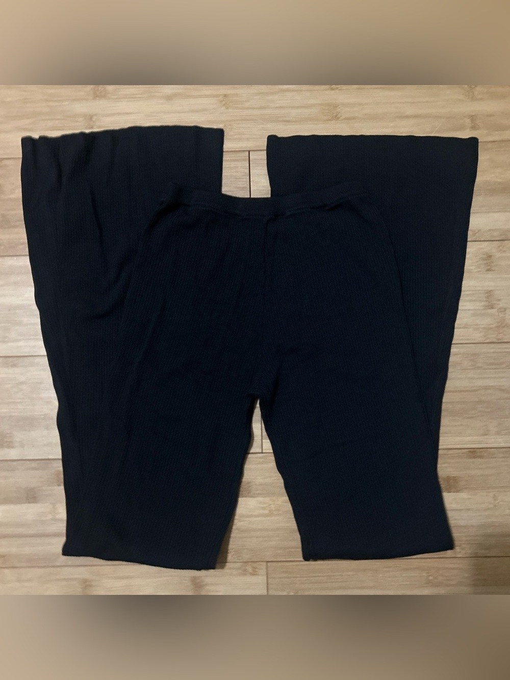 Tiger mist Black Ribbed Knit Wide Leg Pants